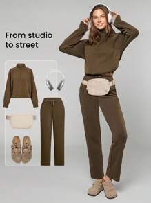 GLOWMODE 莫代爾1/4拉鍊調節運動衫 - 棕色 - 查看 5