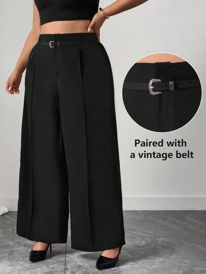 Elenzga 大码女式纯色阔腿裤，夏季时尚