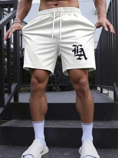 Manfinity Sporsity Men's Elastic Waist Drawstring Casual Summer Shorts