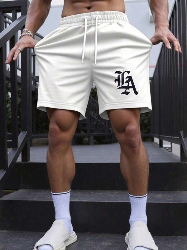 Manfinity Sporsity Men's Elastic Waist Drawstring Casual Summer Shorts