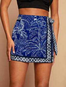 Travachic Vacation Casual Woven Tropical Print Tie-Wrap Skirt Wrap Skirts For Women Blue Wrap Skirt Women Skorts Fall Outfits Women Winter Clothes For Women, Swimsuit Cover Up Skirt,Casual Woman Style, Fall Outfits For Women, Chic Autumn,Going Out Outfit,Elegant Outfits, Tropical Print Skirt,Fall Winter Clothes, Christmas Party, New Year, Wedding Guest Outfits, Elegant Graduation, Luxury Prom Skirt