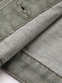 DAZY Young Girl Casual Korean Style Long Sleeve Washed Denim Jacket Fall,Winter - Green - View 7