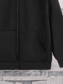 SHEIN Tween Boy's Fashionable & Versatile Thermal Lined Hoodie, Autumn/Winter Fall - Apricot - View 6