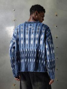 NEON BLANC Men's Casual Pattern Crew Neck Long Sleeve Sweater, Autumn/Winter - Blue - View 2