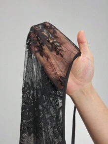 Ontre 2025秋季蕾丝女式侧系带罩裙，时尚简约设计，都市通勤商务休闲装，派对百搭休闲商务办公装，优雅都市通勤风，高品质机场时尚半身裙 - 黑色 - 查看 6