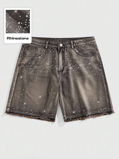 Street Life Pantaloncini di jeans da uomo alla moda con tasche e effetto vissuto