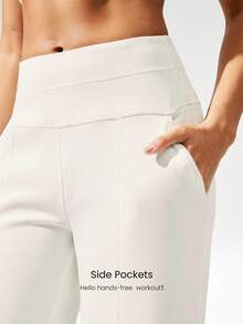 GLOWMODE 28" Softserene Modal Petite High-Waist Silky Smooth Non-See Through Side Pockets Wide Leg Pants Daily Casual Wear Fall Winter - White - View 5