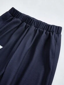 SHEIN Explorewe 2 件/套女童卫衣两件套，91 图案单肩带长袖卫衣搭配星星印花裤，适合日常穿着、同学聚会、户外活动 - 藍色 - 查看 5