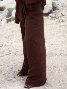 MUSERA 大码弹力阔腿裤套装，仅限裤子，可爱夏季假日优雅度假时尚性感场合曲线魅力复活节休闲装 - 棕色 - 查看 3