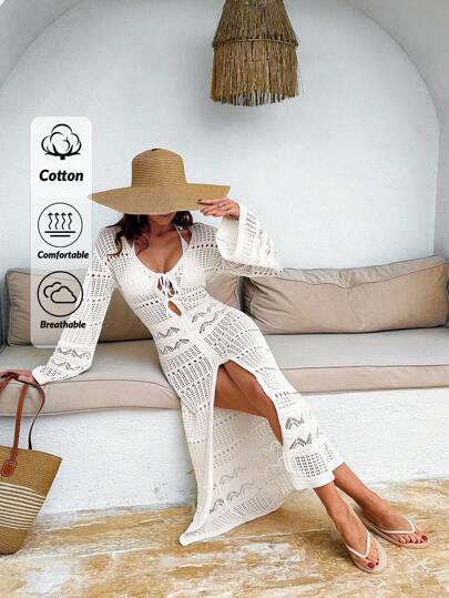 EURMUSE Women Solid Color Cover Up Style Long Dress Women S Clothes Women S White Dress Women Summer Sets Women Summer Clothing Women Summer Clothes Dress