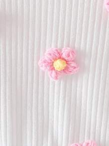 Souflis Souflis 春秋冬独特设计年轻女孩欧式圆领套头花3D针织毛衣，宽松版型搭配粉色百褶裙套装 - 彩色 - 查看 3