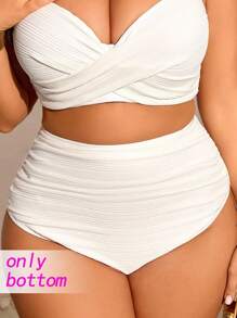 Swim Chiccia Bottom de bañador de tela acanalada de unicolor y pliegues para tallas grandes, apto para uso diario y vacaciones