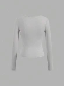 SHEIN Essnce 4pcs/Set Casual Solid Color Versatile Crew Neck Long Sleeve T-Shirts For Women, Suitable For Spring & Autumn,Fall - Multicolor - View 11