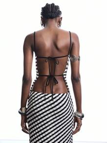 LYSMO 2025 New Arrive Minimalism Fall  Women's Casual 2 Pieces Set: Striped Knit Camisole Top & Knitted Blend Mini Skirt