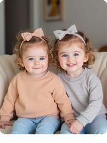 SHEIN 2 件套女婴休闲纯色针织长袖运动衫，保暖内衬，百搭，秋冬 - 卡其色 - 查看 2