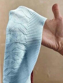 Manfinity Homme 男士条纹短袖单排扣休闲针织上衣 - 淺藍色 - 查看 8