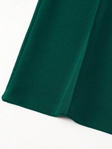 SHEIN Clasi 女士金属牙签设计宽腿宽松优雅裤 - 墨綠色 - 查看 3