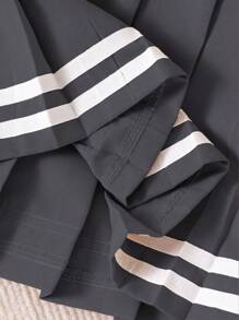 少女丝带饰褶裙 - 灰色 - 查看 4