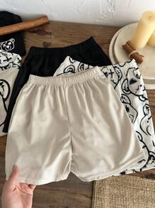 SHEIN 6 Stücke Set mit süßem Cartoon-Bären-Print, Rundhalsausschnitt, kurzärmeligem T-Shirt und Shorts mit elastischer Taille für junge Kleine Jungen - Verschiedenfarbig - Übersicht 8