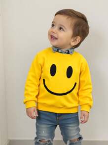 SHEIN 男婴保暖舒适休闲可爱3D立体图案长袖圆领卫衣，适合室内、室外、日常穿着、运动、玩耍、派对、节日、返校、街头风、慢跑、运动服、万圣节、春夏秋冬等各种场合。 - 黃色 - 查看 6