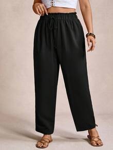 Freevana Plus Size Casual Solid Color Pants