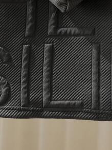 SHEIN 1 件男婴连帽拉链夹克，纹理棉混纺面料，适合秋冬季