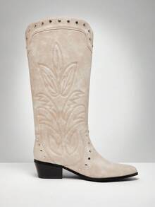 Solezae 女士西式冬季时尚性感百搭粗跟靴 - 咖啡棕 - 查看 6