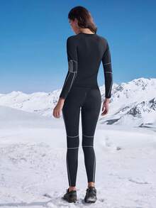 In My Nature 女士户外套装，适合露营、徒步旅行、运动、通勤、高弹性、亲肤、滑雪健身套装 - 黑色 - 查看 5