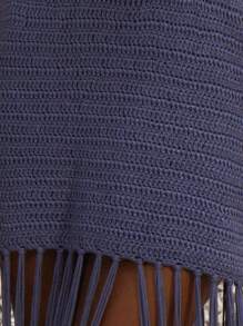 MUSERA Vestido maxi elegante de punto con escote pronunciado, cuello halter y flecos, ideal para otoño y vacaciones - Azul - Ver 6