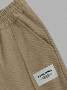 EURMUSE 棉质男式带标签贴花常规 T 恤和裤子两件套