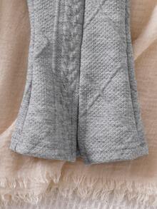 SHEIN 1 件婴儿女孩/幼儿舒适休闲针织麦穗图案喇叭裤，适合秋冬外出、上学、旅行和各种场合