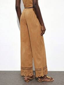 Maija 女式纯色休闲裤 - 棕色 - 查看 3