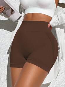 Easithlete 女士粉色运动短裤，高腰瑜伽/健身无缝舒适 - 彩色 - 查看 4