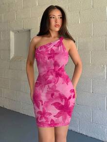Firerie Pink Floral Summer Chic Party Night Casual Minimalist Bodycon Short Dress,Tropical-Style Maxi Dress For Women,Vacations Poolside Wear Cruise Outfits - Baby Pink - View 5