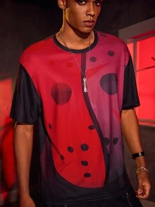 WB Horror X SHEIN Horror Graphic Colorblock Round Neck Short Sleeve T-Shirt - Multicolor - View 5
