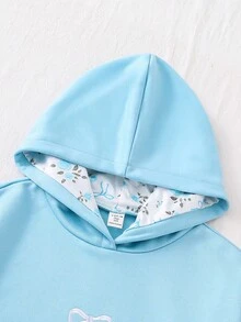 少女休闲时尚可爱粉色蝴蝶结刺绣卫衣，蝴蝶结卫衣，可爱卫衣，蓝色卫衣，学院风卫衣，秋冬款 - 藍色 - 查看 7