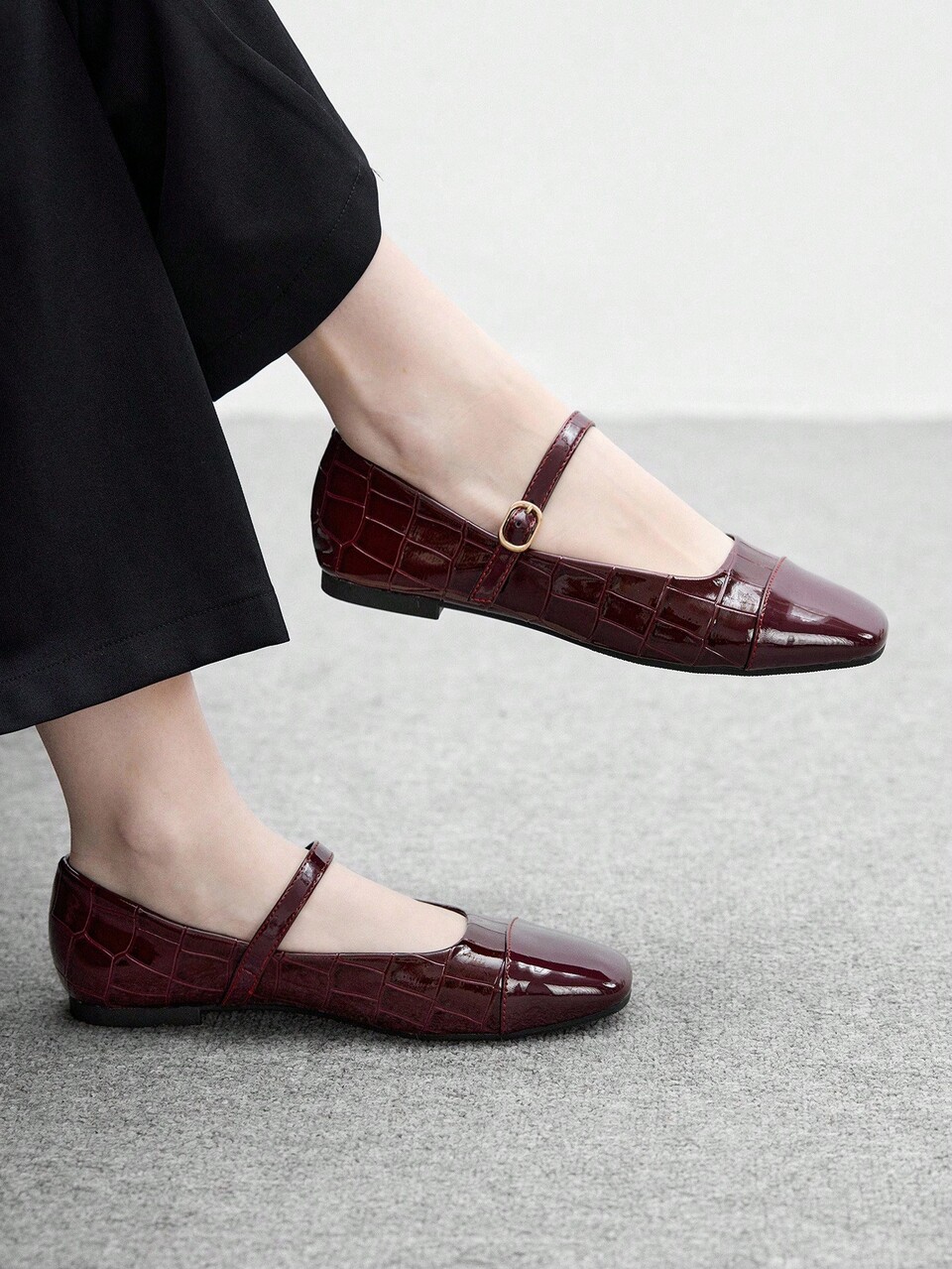 CUCCOO BIZCHIC Women's Elegant Mary Jane Flats With Buckle Strap, Square Toe, Beige & Gold Color For Christmas Spring Shoes