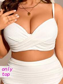 Swim Chiccia Top de bikini cu spatele încrucișat, cu bretele, căptușit, cu bretele, de dimensiuni mari, pentru femei, îmbrăcăminte de zi cu zi și de vacanță