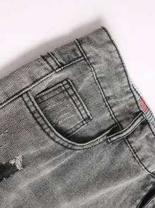 Chillumni 大码男士休闲宽松破洞口袋牛仔短裤，emo 风格