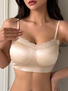 DAZY Lace Patchwork Slight Push-Up Adjustable Spaghetti Strap Women Bra