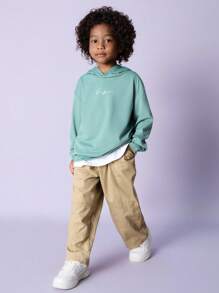 SHEIN Young Boy 字母圖案連帽衫