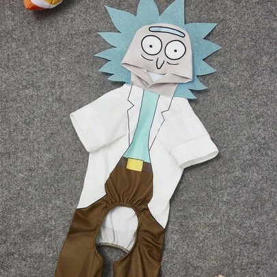 Rick and Morty X SHEIN 1 bộ đồ liền thân hóa trang thú cưng, đồ mặc nhà, đồ ngủ, trang phục cho mèo/chó