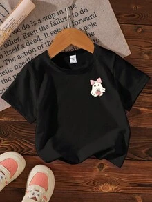 SHEIN 万圣节少女休闲时尚创意井字南瓜蝴蝶结幽灵图案印花基础款短袖T恤 可爱幽灵衬衫 万圣节衬衫 可爱幽灵衬衫 可爱童装 女孩万圣节衬衫 女孩可爱衬衫 猫咪衬衫 儿童猫咪图案T恤 女孩万圣节衬衫 女孩幽灵衬衫 - 黑色 - 查看 2