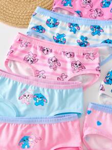 SHEIN 10pcs/Set Young Girl' Cute Cartoon Animal Print Briefs Panties, Colorful Rabbit Design, Summer Cute Underwear Fall Winter
