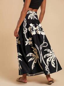 Travachic 度假印花宽松女裙 - 黑與白 - 查看 2