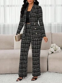 SHEIN Lady Women Suit Sets Business Casual Woman Work Clothes Women Office Wear Women Going Out Outfits Airport Outfit For Women Travel Outfit Airport Airport Outfit In Fall/Winter - Black - View 1