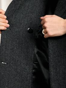 Arave Women's Wool Herringbone Fabric, Suit-Style Version, Peaked Lapel And Pocket Flap Design, Daily Commuting Long Suit Jacket Fall Clothes For Women Old Money Style Women Teacher Outfits For Women