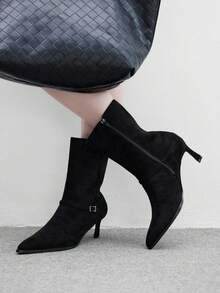 CUCCOO BIZCHIC New Pointed Toe Side Zipper Fashion Versatile Thin Heel Women Ankle Boots