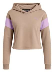 Trevi Blocked Cropped Women Hoodie Mocha Meringue-Viola - Beige - View 1