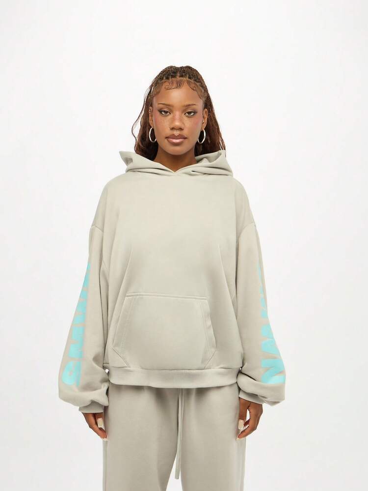 SUMWON WOMEN Oversized Fleece Lined Hoodie With Drawstring And Centre Pocket